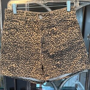 High Rise 5 pocket Leopard Print Women's Shorts